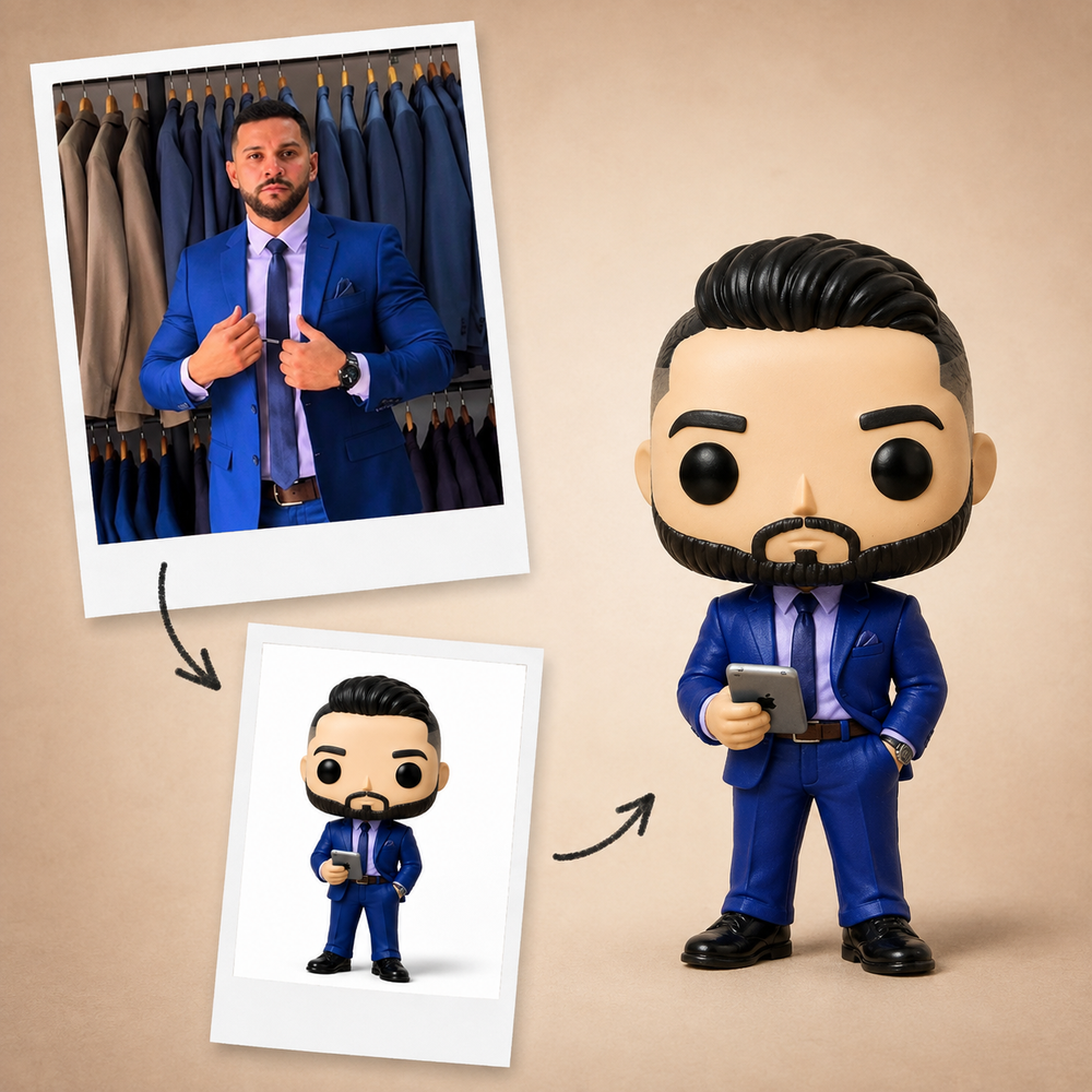 De una fotografía a una figura 3D personalizada con traje azul