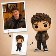 De una fotografía a una figura 3D personalizada con chaqueta marrón